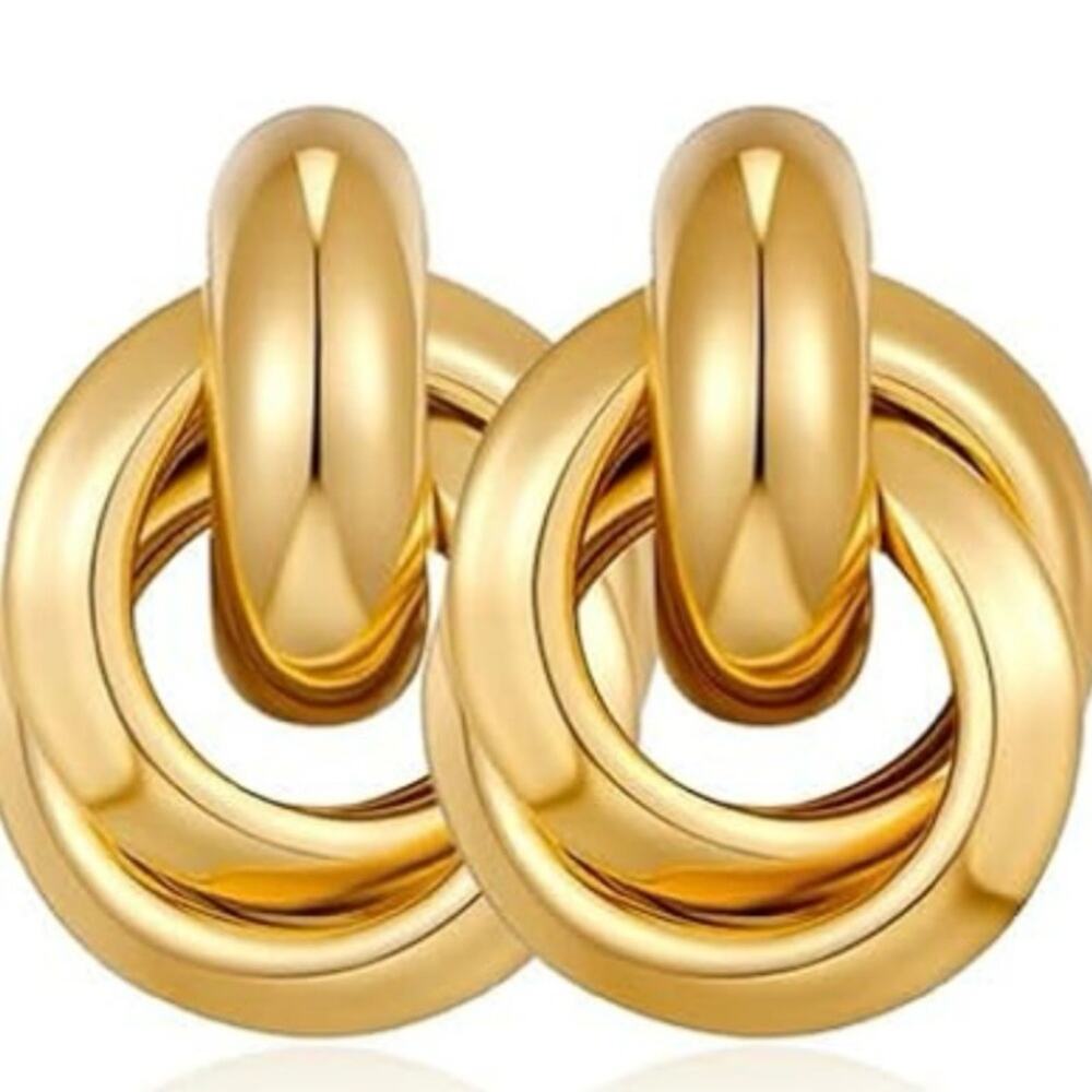 Gold Knot Earrings 14k gold plated